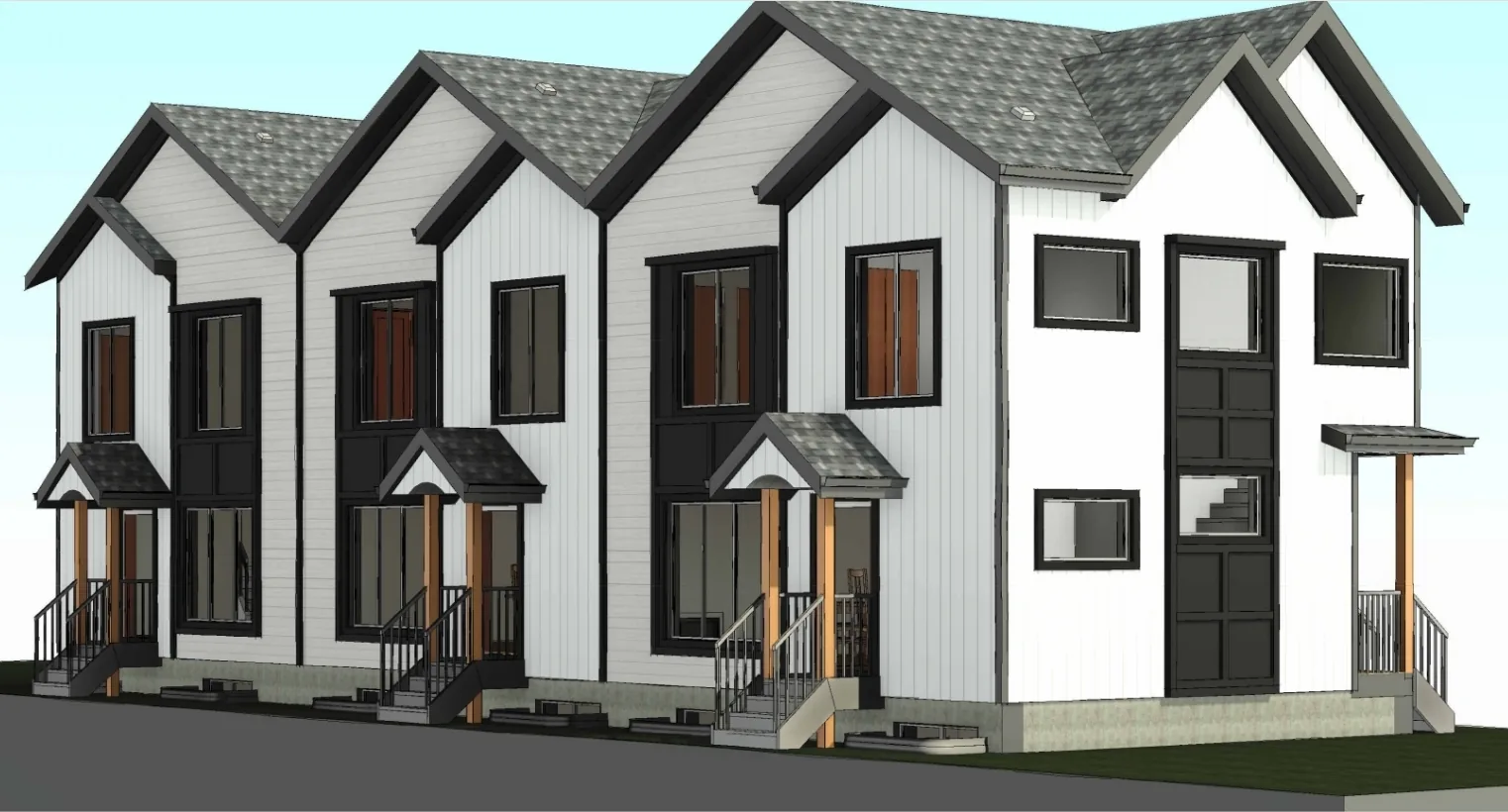 Forest Heights main-floor townhome — architectural rendering, front view