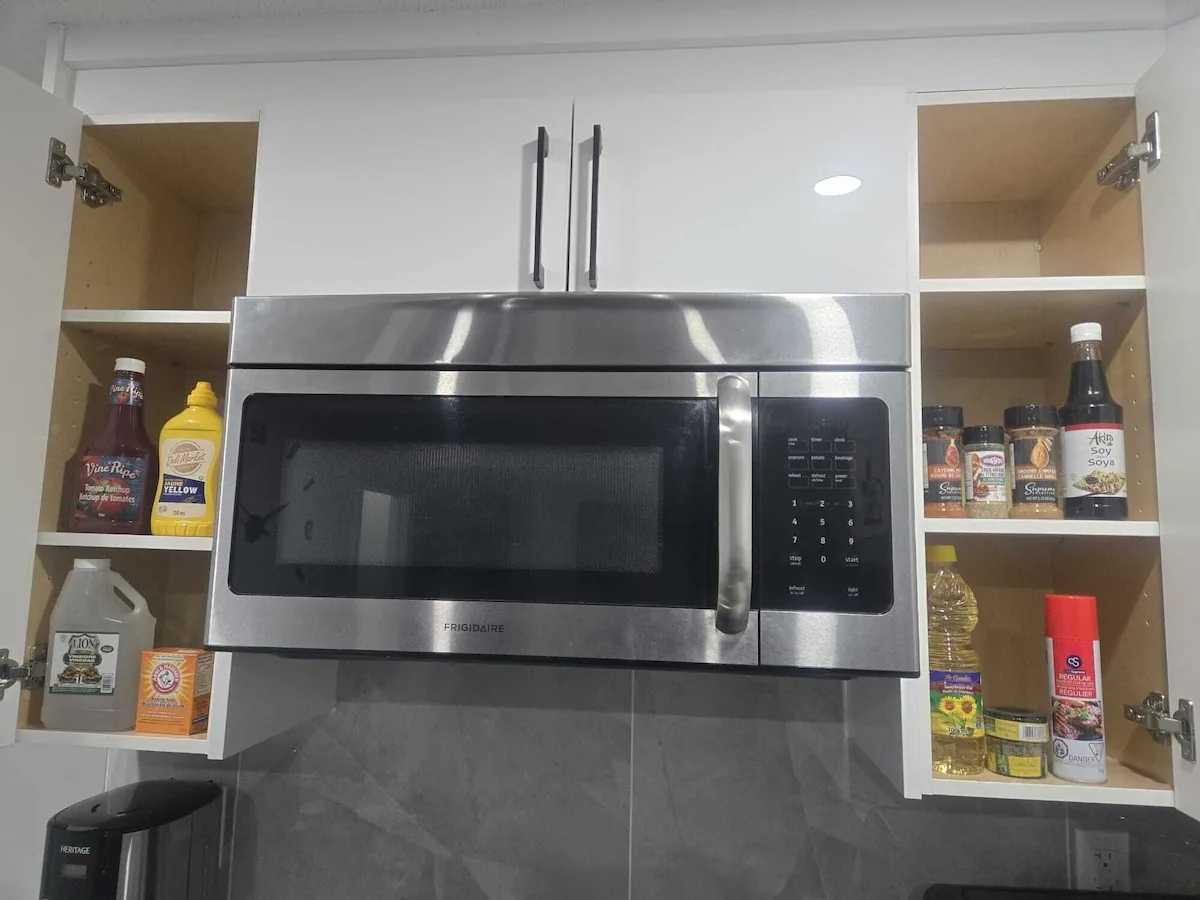 Over-range microwave with stocked pantry